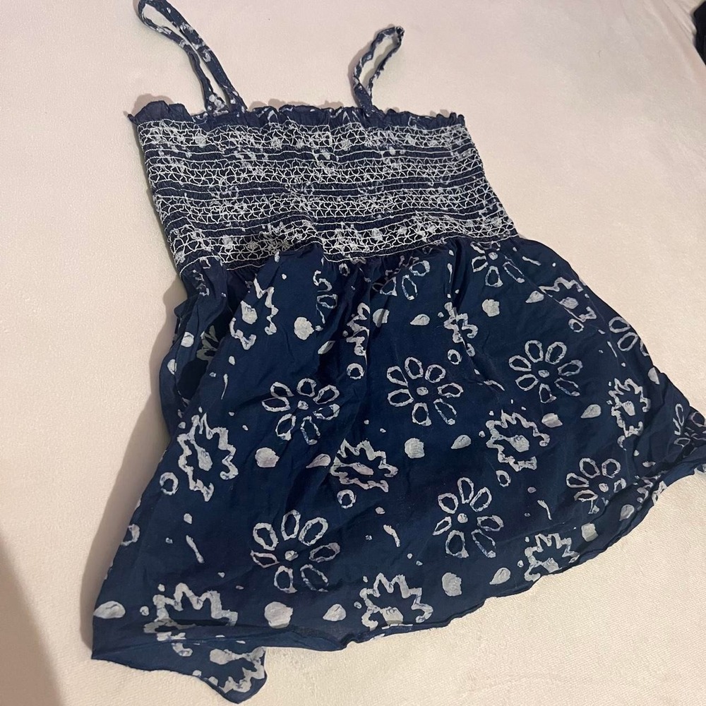 Gap Blue White Soft Elastic Top Flare Bottom Blouse Top Lightweight School